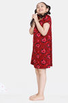Zivame Girls Knit Poly Knee Length Nightdress - Sundried Tomato — thumbnail 4